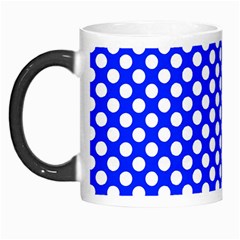 Dark Blue And White Polka Dots Pattern, Retro Pin-up Style Theme, Classic Dotted Theme Morph Mugs by Casemiro