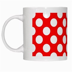 Large White Polka Dots Pattern, Retro Style, Pinup Pattern White Mugs by Casemiro