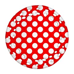 Large White Polka Dots Pattern, Retro Style, Pinup Pattern Ornament (round Filigree) by Casemiro