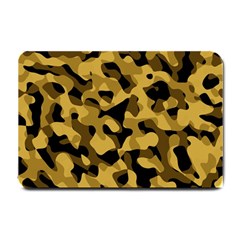 Black Yellow Brown Camouflage Pattern Small Doormat  by SpinnyChairDesigns