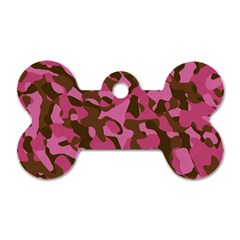 Pink And Brown Camouflage Dog Tag Bone (one Side) by SpinnyChairDesigns