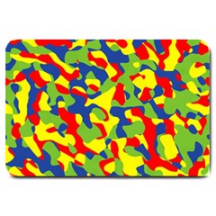 Colorful Rainbow Camouflage Pattern Large Doormat  by SpinnyChairDesigns