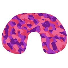Pink And Purple Camouflage Travel Neck Pillow by SpinnyChairDesigns