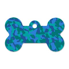 Blue Turquoise Teal Camouflage Pattern Dog Tag Bone (one Side) by SpinnyChairDesigns