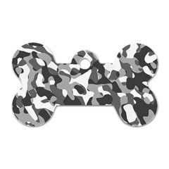Grey And White Camouflage Pattern Dog Tag Bone (one Side) by SpinnyChairDesigns