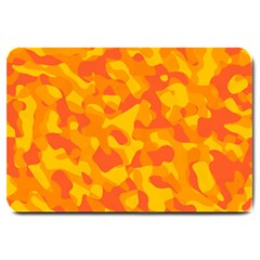 Orange And Yellow Camouflage Pattern Large Doormat  by SpinnyChairDesigns