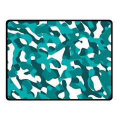 Teal And White Camouflage Pattern Fleece Blanket (small) by SpinnyChairDesigns