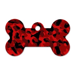 Red And Black Camouflage Pattern Dog Tag Bone (one Side) by SpinnyChairDesigns