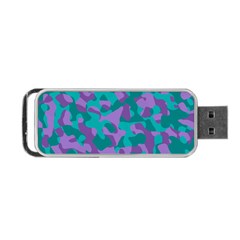 Purple And Teal Camouflage Pattern Portable Usb Flash (one Side) by SpinnyChairDesigns