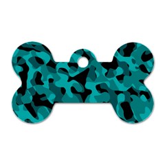 Black And Teal Camouflage Pattern Dog Tag Bone (one Side) by SpinnyChairDesigns