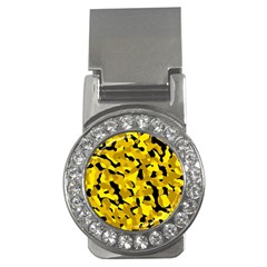 Black And Yellow Camouflage Pattern Money Clips (cz)  by SpinnyChairDesigns
