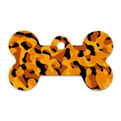 Orange And Black Camouflage Pattern Dog Tag Bone (one Side) by SpinnyChairDesigns