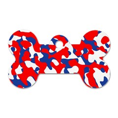 Red White Blue Camouflage Pattern Dog Tag Bone (one Side) by SpinnyChairDesigns