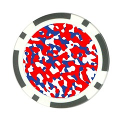 Red White Blue Camouflage Pattern Poker Chip Card Guard by SpinnyChairDesigns