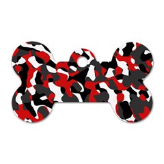 Black Red White Camouflage Pattern Dog Tag Bone (one Side) by SpinnyChairDesigns