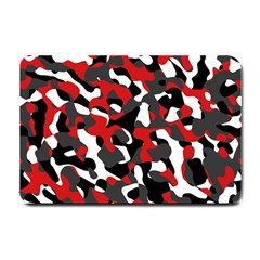 Black Red White Camouflage Pattern Small Doormat  by SpinnyChairDesigns
