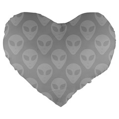 Grey Aliens Ufo Large 19  Premium Heart Shape Cushions by SpinnyChairDesigns