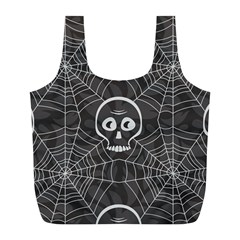 Skull And Spider Web On Dark Background Full Print Recycle Bag (l) by FloraaplusDesign