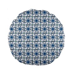 Azulejo Style Blue Tiles Standard 15  Premium Flano Round Cushions by MintanArt