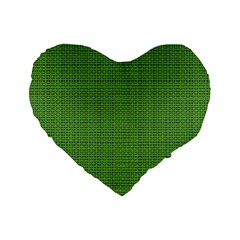 Green Knitting Standard 16  Premium Flano Heart Shape Cushions by goljakoff