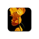 Yellow Poppies Rubber Coaster (Square)  Front