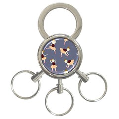 Cute  Pattern With  Dancing Ballerinas On The Blue Background 3-ring Key Chain by EvgeniiaBychkova