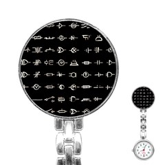 Electrical Symbols Callgraphy Short Run Inverted Stainless Steel Nurses Watch by WetdryvacsLair