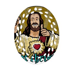 Buddy Christ Oval Filigree Ornament (two Sides) by Valentinaart