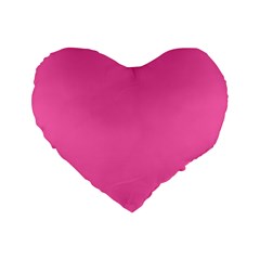 Color Hotpink Standard 16  Premium Flano Heart Shape Cushions by Kultjers