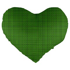 Green Knitted Pattern Large 19  Premium Flano Heart Shape Cushions by goljakoff