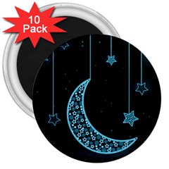 Moon Star Neon Wallpaper 3  Magnets (10 Pack)  by Dutashop