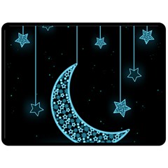 Moon Star Neon Wallpaper Fleece Blanket (large)  by Dutashop