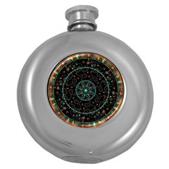 Mandala - 0008b - The Coffee Eye Round Hip Flask (5 Oz) by WetdryvacsLair