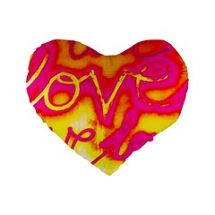 Pop Art Love Graffiti Standard 16  Premium Flano Heart Shape Cushions by essentialimage365