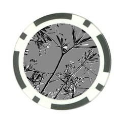 Grey Colors Flowers And Branches Illustration Print Poker Chip Card Guard (10 Pack) by dflcprintsclothing