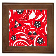 Folk Flowers Pattern  Framed Tile by Eskimos