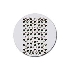 Hearts And Pearls For Love And Plants For Peace Rubber Coaster (round)  by pepitasart