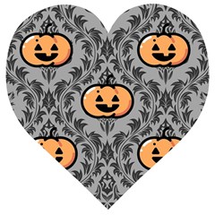 Pumpkin Pattern Wooden Puzzle Heart by NerdySparkleGoth