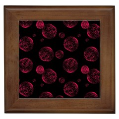 Red Sponge Prints On Black Background Framed Tile by SychEva