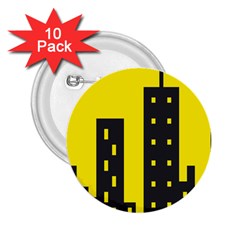 Skyline-city-building-sunset 2 25  Buttons (10 Pack)  by Sudhe
