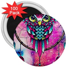 Owl Dreamcatcher 3  Magnets (100 Pack) by Sudhe