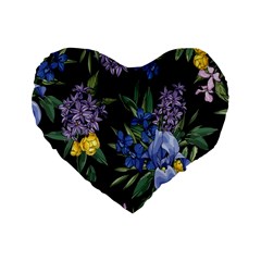 Floral Standard 16  Premium Flano Heart Shape Cushions by Sparkle