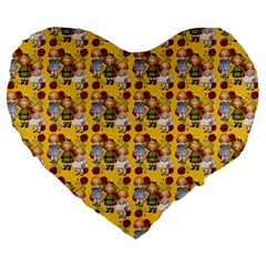 Dindollyellow Large 19  Premium Flano Heart Shape Cushions by snowwhitegirl