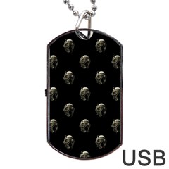 Creepy Head Sculpture With Respirator Motif Pattern Dog Tag Usb Flash (two Sides) by dflcprintsclothing