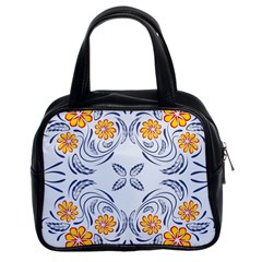 Floral Folk Damask Pattern Fantasy Flowers  Classic Handbag (two Sides) by Eskimos