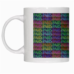 Paris Words Motif Colorful Pattern White Mug by dflcprintsclothing