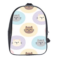 Cute Cat Seamless Pattern Background School Bag (large) by Jancukart