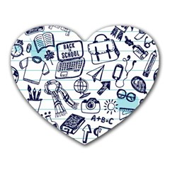 Hand-drawn-back-school-pattern Heart Mousepads by Jancukart