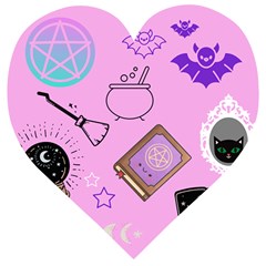 Pastel Goth Witch Pink Wooden Puzzle Heart by NerdySparkleGoth