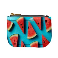 Watermelon Blue Background Mini Coin Purse by artworkshop